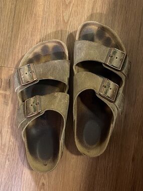 Birkenstock Brown Suede Arizona Two-Strap Sandals